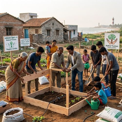 People working together for community development.