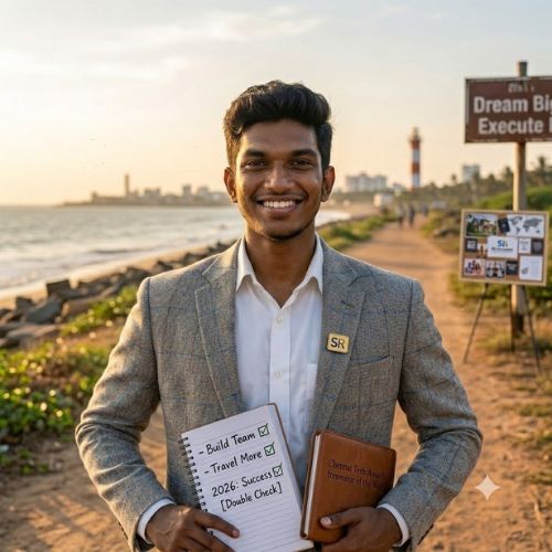 Youth standing confidently with a success mindset.